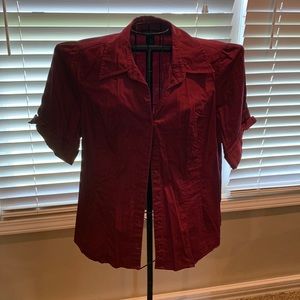 Maroon button up with cute cuff sleeve.